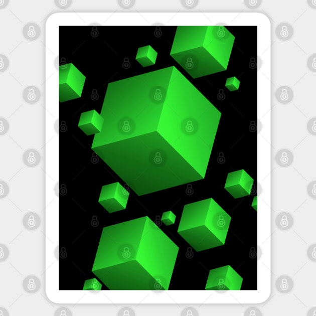Floating Cubes Green Sticker by Studio DAVE